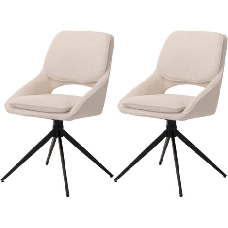 Lot de 2 chaises de salle à manger HWC-N73, chaise de cuisine, pivotante Auto-Return, tissu/textile Boucle (540g/m²) Oek (1/2)