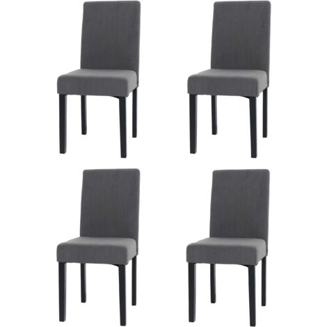 Lot de 4 chaises de salle à manger Littau, chaise de cuisine à dossier haut, tissu/textile Velours Bois gris foncé, pi (1/5)