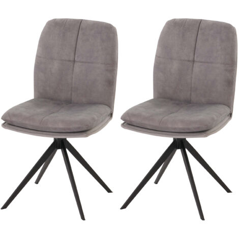Lot de 2 chaises de salle à manger HWC-M68, fauteuil de cuisine, pivotant Auto-Position, métal tissu/textile gris (1/5)