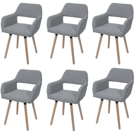 Lot de 6 chaises de salle à manger HWC-A50 II, chaise de cuisine chaise rembourrée, bois tissu/textile bouclé (450g/m²) (1/5)