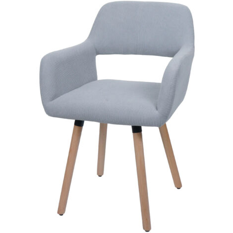 Chaise de salle à manger HWC-A50 II, chaise de cuisine chaise rembourrée, bois tissu/textile Velours (400g/m²) MVG gri (1/2)