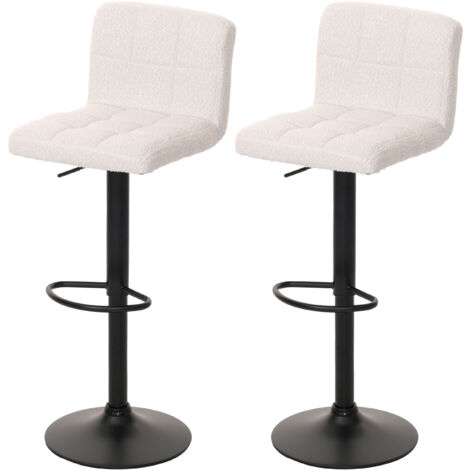 Lot de 2 tabourets de bar HWC-G87, tabouret de bar, réglable en hauteur pivotant, tissu Boucle (450g/m²) MVG crème-bla (1/5)
