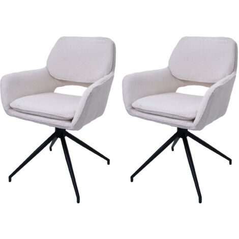 Lot de 2 chaises de salle à manger HWC-N74, chaise de cuisine, pivotante Auto-Return, tissu bouclé (540g/m²) Oeko-Tex (1/2)