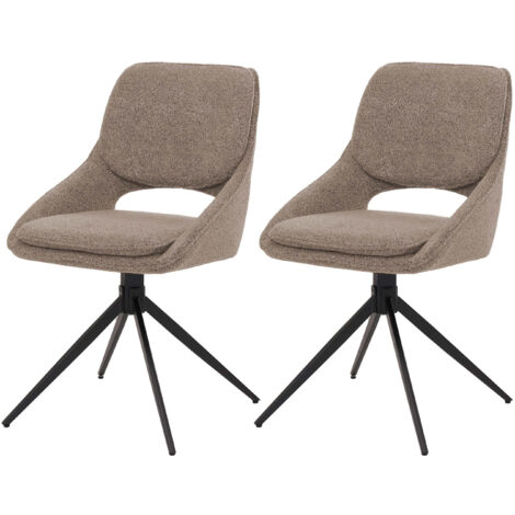 Lot de 2 chaises de salle à manger HWC-N73, chaise de cuisine, pivotante Auto-Return, tissu/textile Boucle (540g/m²) Oek (1/2)