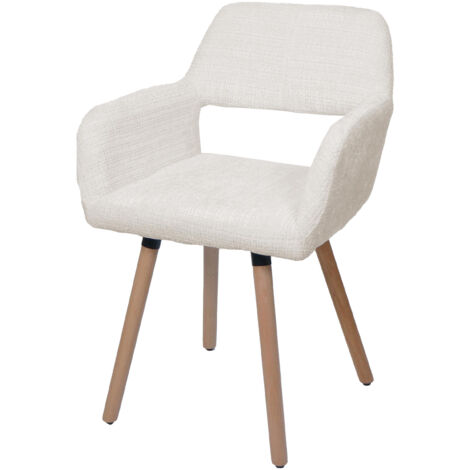 Chaise de salle à manger HWC-A50 II, chaise de cuisine chaise rembourrée, bois tissu/textile chenille (465g/m²) MVG cr (1/2)