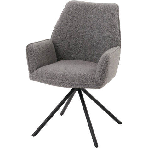 Chaise de salle à manger HWC-G67, chaise de cuisine Accoudoir, pivotant Auto-Position, tissu/textile Bouclé Öko-Tex MVG (1/2)