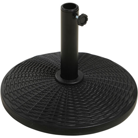Pied de parasol rond aspect rotin tressé MONNY noir (1/5)
