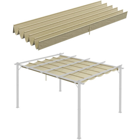 Toile de rechange pour pergola rétractable 4 x 3 m – Polyester haute densité 180 g/m² imperméabilisé – Toile perforée à 10 niveaux pour drainage – MH