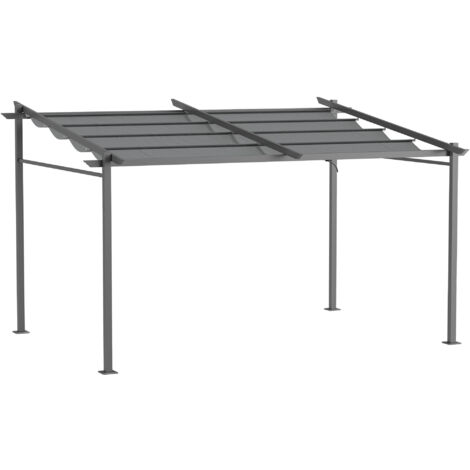 Pergola rétractable 3,97 x 2,95 cm LENIA gris (1/5)
