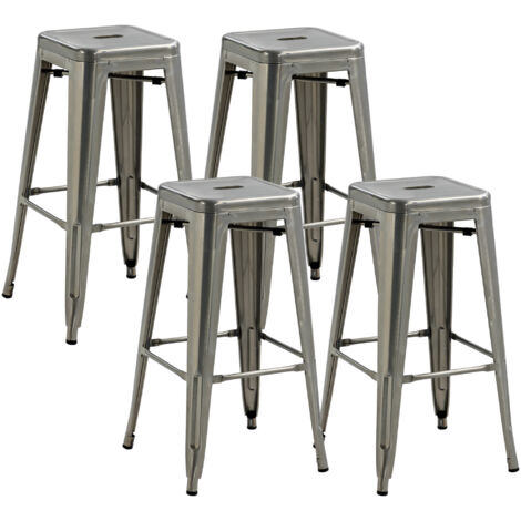Lot de 4 tabourets hauts ARTEMIS argentés (1/5)