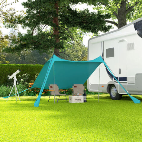 Auvent De Plage 78 Pieds Carrés Ripstop Alu - Rayures Régate, Protection UV50+