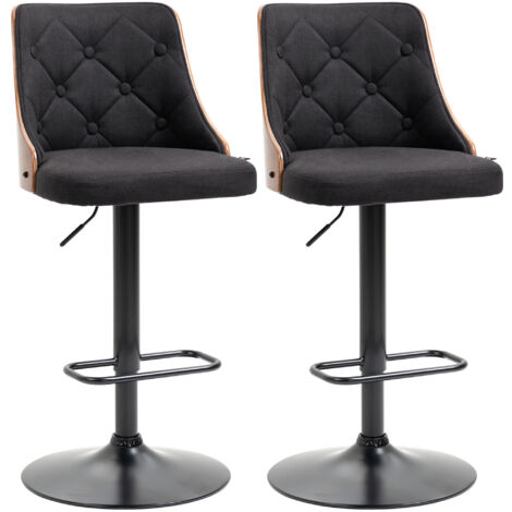 Lot de 2 chaises de bar DIONYSOS noir et bois (1/5)