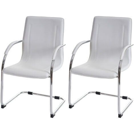 2x Chaise de salle à manger Samara, chaise cantilever, chaise de cuisine avec dossier, PVC acier - blanc (1/2)