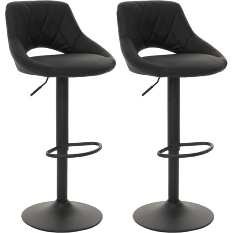 Lot de 2 tabourets de bar HWC-N64, chaise de bar tabouret de comptoir, repose-pieds pivotant, similicuir métal noir (1/5)