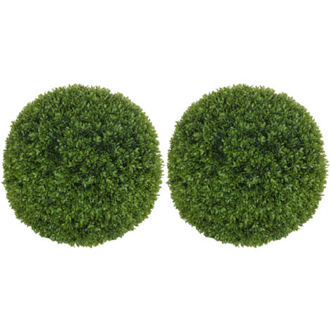 Lot de 2 buis artificiels topiaires artificielles en forme de boule vert (1/5)