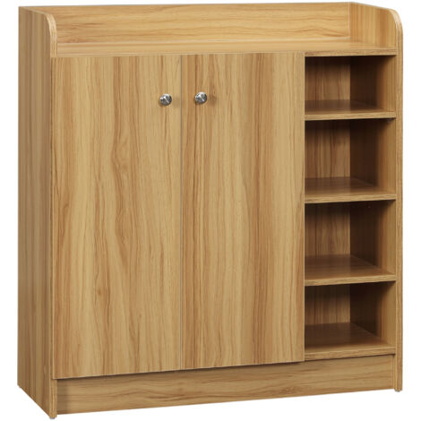 Armoire à chaussures 2 portes 4 étagères 4 niches aspect bois (1/5)