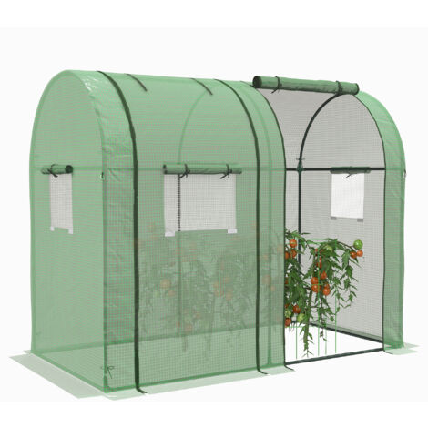 Serre de jardin 1,8 m² 2 portes zippées 4 fenêtres acier PE vert (1/5)
