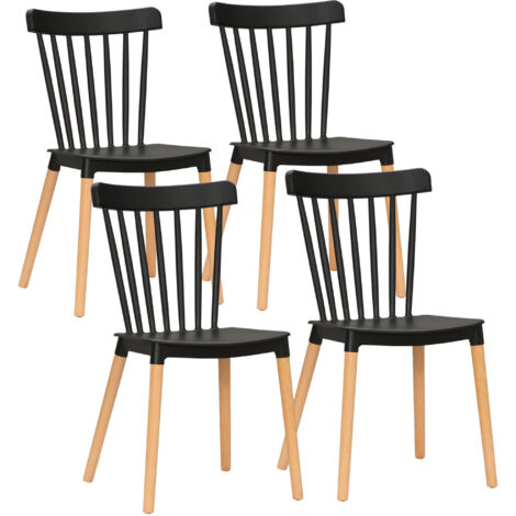 Lot de 4 chaises de salle à manger style scandinave piètement bois hêtre PP (1/5)