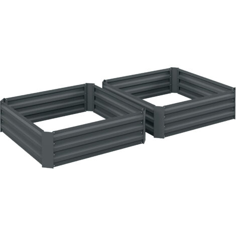 Lot de 2 carrés potager tôle d'acier ondulée gris (1/5)