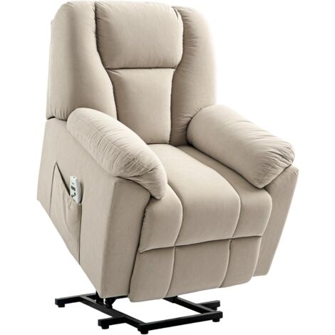 Fauteuil releveur massant chauffant inclinable relevable tissu beige (1/5)