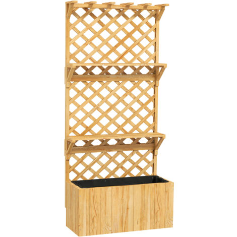 Jardinière avec treillis haut H.177 cm - 2 étagères, support haut - bois (1/5)