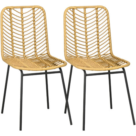 Lot de 2 chaises de jardin style colonial résine aspect rotin (1/5)