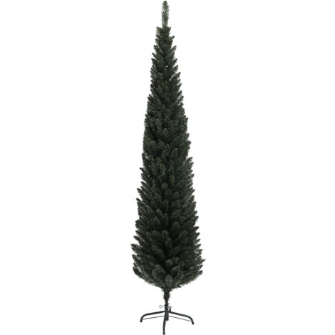 Sapin de Noël artificiel mince H.195 cm 390 branches vert foncé (1/5)