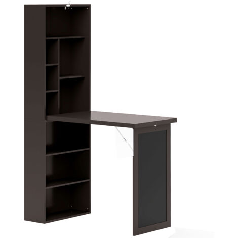 Bureau mural pliable bibliothèque avec tableau craie intégré (1/5)