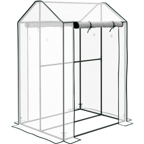 Serre de jardin 0,8 m² - 2 espaces, 2 portes enroulables - acier PE transparent (1/5)