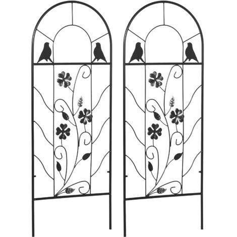 Lot de 2 treillis de jardin - dim. 38L x 98H cm - métal époxy noir (1/5)