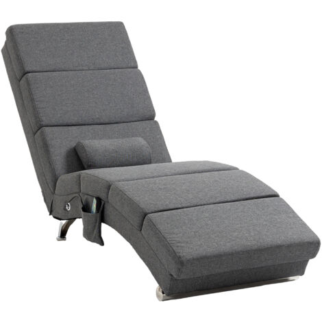 Fauteuil relax massant chauffant design métal chromé tissu (1/5)