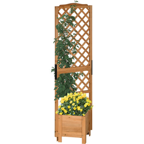 Jardinière sur pied - treillis haut intégré - sapin pré-huilé (1/5)