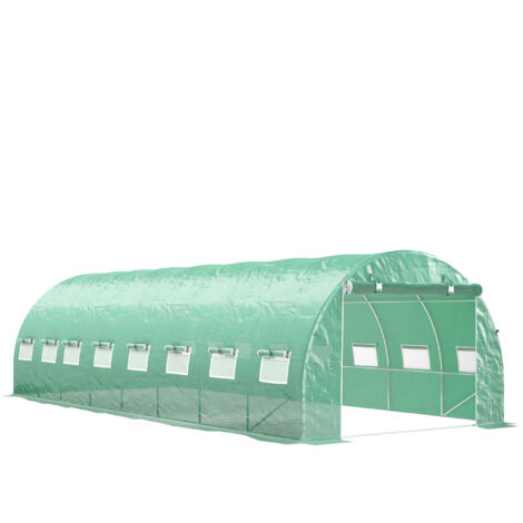 Serre tunnel 24m² dim. 8L x 3l x 2H m acier galvanisé PE vert (1/5)