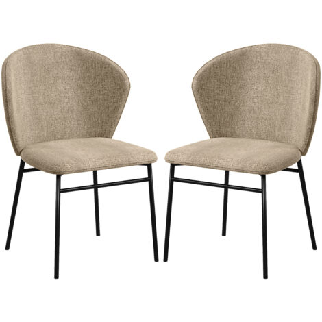 Lot de 2 chaises dossier enveloppant acier noir tissu aspect lin (1/5)