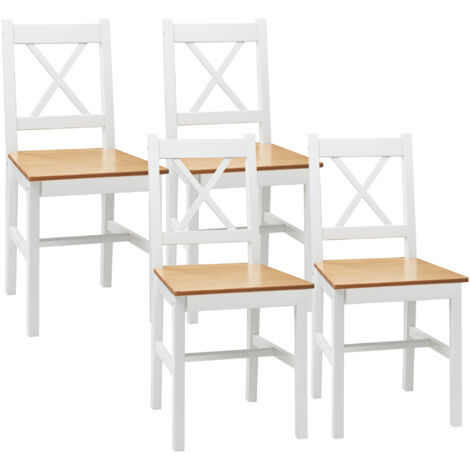 Lot de 4 chaises de salle à manger esprit campagne bois blanc (1/5)
