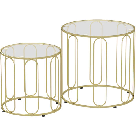 Lot de 2 tables gigognes PERSEE dorées (1/5)