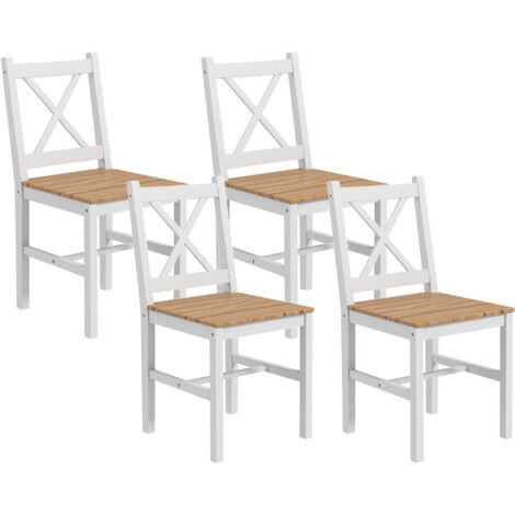 Lot de 4 chaises SONNY bois et blanc (1/5)