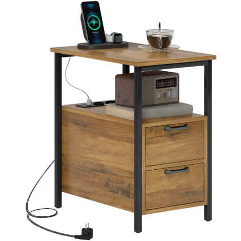 Table basse port USB et double prise STACY bois (1/5)