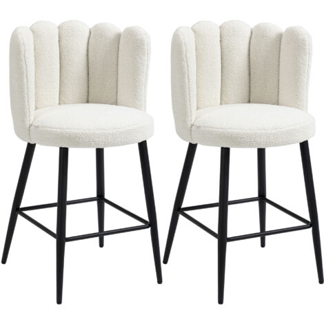 Lot de 2 tabourets de bar PENELOPE noir et blanc (1/4)