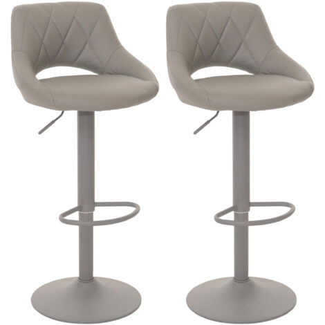 Lot de 2 tabourets de bar HWC-N64, chaise de bar tabouret de comptoir, repose-pieds pivotant, similicuir métal gris (1/5)