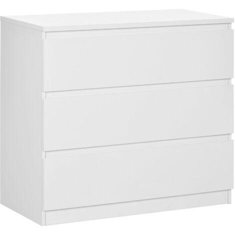 Commode 3 tiroirs coulissants dim. 80L x 39l x 73H cm blanc (1/5)