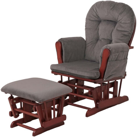 Fauteuil relax HWC-C76, fauteuilàbascule Fauteuil oscillant avec pouf Tissu Velours 320g/m (1/5)