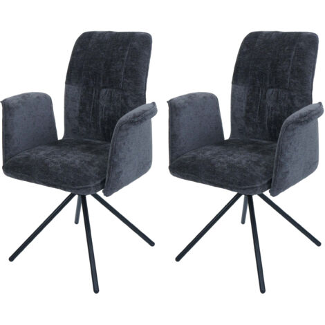 Lot de 2 chaises de salle à manger HWC-N99, pivotantes Accoudoirs Auto-Return, tissu / tex (1/3)