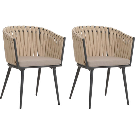 Lot de 2 chaises de salle à manger en aluminium HWC-N38, chaise d'intérieur avec accoudoir (1/4)