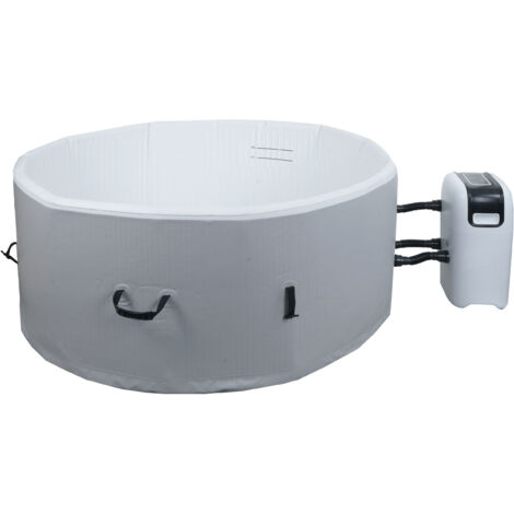 Mendler – Spa gonflable rond 4 personnes – Tissu PVC drop-stitch – Chauffage jusqu'à 40°C – 125 buses d'air – Autogonflant – Capacité 590 litres