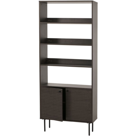 Bibliothéque HWC-N78, bibliothéque haute, style scandinave métal bois mélamine MVG 200x80x (1/5)