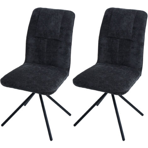Lot de 2 chaises de salle à manger HWC-N99, chaise de cuisine, pivotante Auto-Return, tiss (1/2)