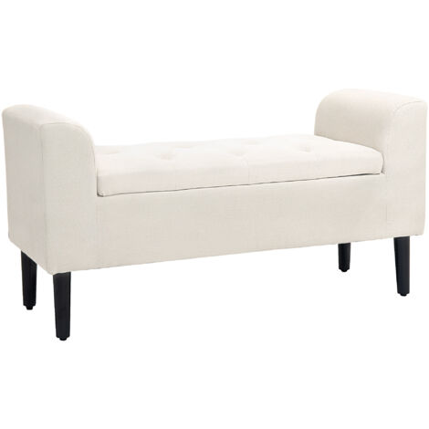 Banc coffre capitonné SOFIA blanc cassé