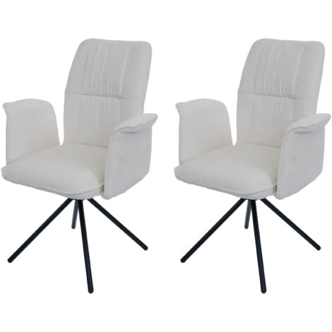 Lot de 2 chaises de salle à manger HWC-N99, pivotantes Accoudoirs Auto-Return, tissu / tex (1/3)