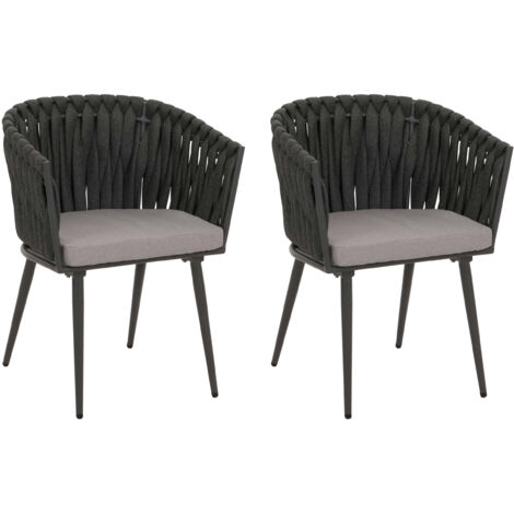 Lot de 2 chaises de salle à manger en aluminium HWC-N38, chaise d'intérieur avec accoudoir (1/3)